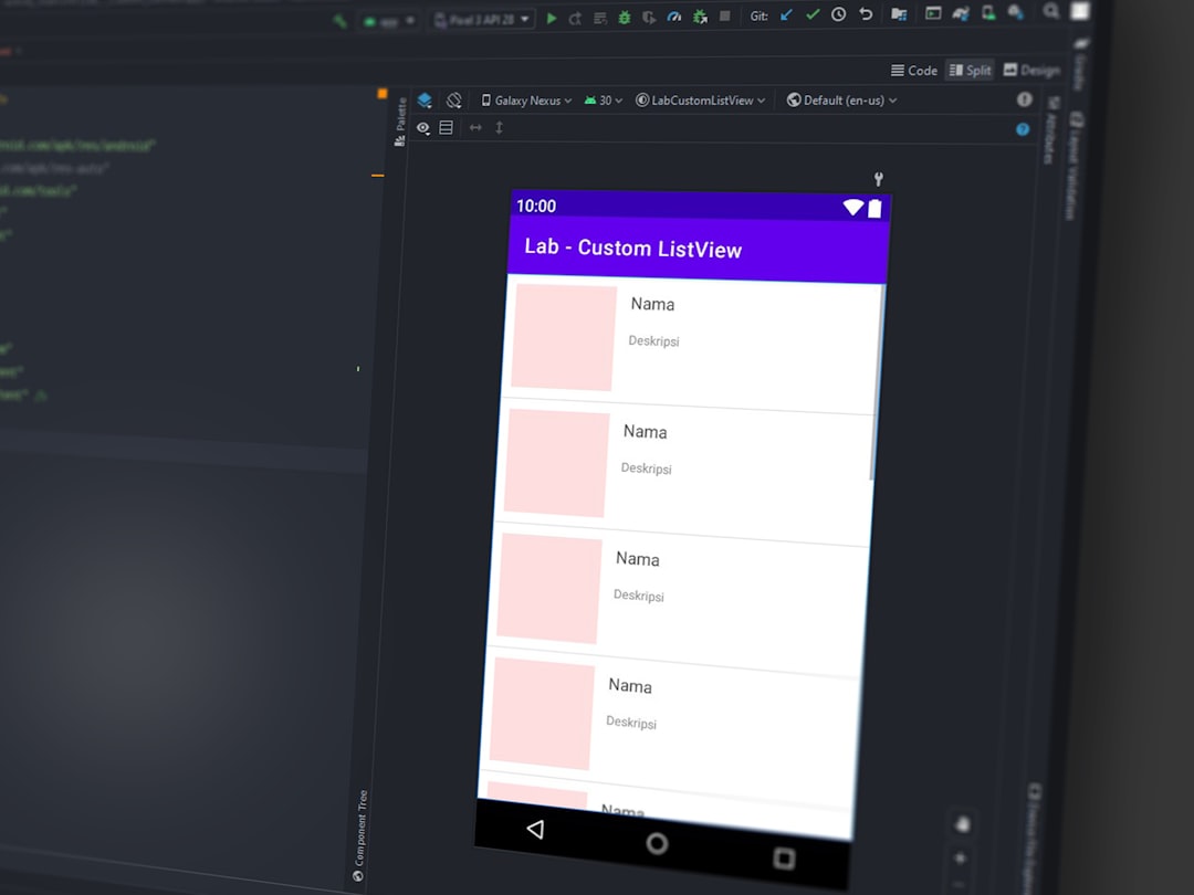 monitor showing mobile layout in android studio